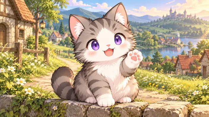 手を振ってる猫